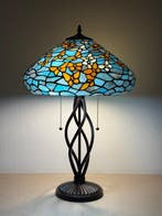 XXL Tiffany stijl tafellamp BLUE BUTTERFLY SCULPTURAL BASE