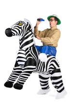 KIMU® Opblaas Kostuum Rijdend op Zebra Opblaasbaar Pak Zebra, Ophalen of Verzenden, Nieuw, Carnaval, Kleding