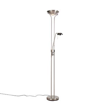 Vloerlamp staal met leeslamp incl. LED en dimmer - Diva 2, Verzenden, Nieuw