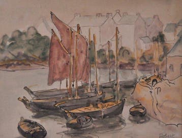 Fernand Jobert (1876-1949) - Bateaux de pêche/ port de