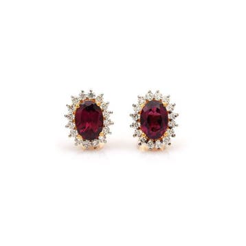 Oorstekers - 14 karaat Geel goud - 2.74ct. tw. Rhodoliet -