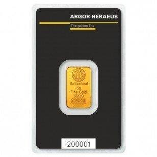 5 gram - Goud - 5g Gold Bar Argor Heraeus - Verzegeld, Postzegels en Munten, Edelmetalen en Baren