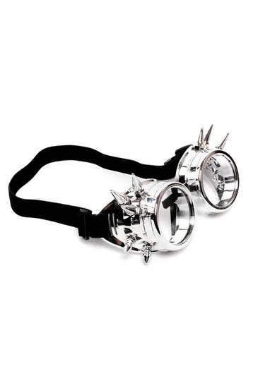 KIMU® Goggles Steampunk Bril Spikes Zilver Chroom Montuur He, Ophalen of Verzenden, Nieuw, Feestartikel, Carnaval
