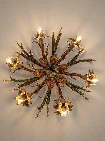 Plafondlamp - Art. PL.6605/6 - Metaal, Brons, Goud geverfd -, Nieuw