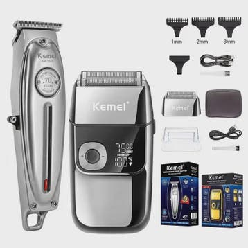 Kemei KM-1949 All Metal Hair Clipper & KM-2028 Shaver Set -, Verzenden, Nieuw