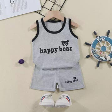 Zomer Set Kinderen: Katoenen Mouwloos Vest & Shorts met Leuk, Verzenden, Nieuw