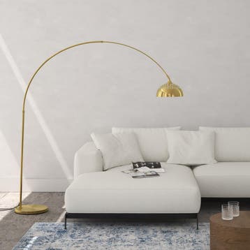 Booglamp Arcus, staal, retro-stijl, 60W - goud, Verzenden, Nieuw