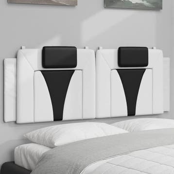 vidaXL Hoofdbordkussen Viana 140 cm kunstleer wit en zwart, Verzenden, Nieuw, Wit, Overige materialen