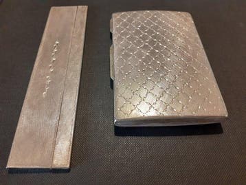 Art Deco Toiletset (2) - .800 zilver - Poederdoos en kam, Antiek en Kunst