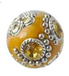 Bohemian kraal of Kashmiri kraal 19,5mm oranje met zilver..., Ophalen of Verzenden, Nieuw, Kraal