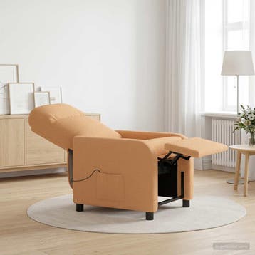 vidaXL Massage Recliner Beige Bouclé, Verzenden, Nieuw