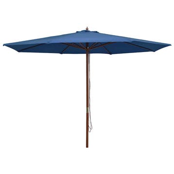 vidaXL Parasol met houten paal 350 cm blauw, Verzenden, Nieuw, 3 tot 4 meter
