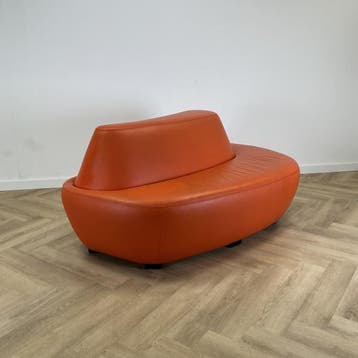 wachtkamerbank -  sofa, leer - oranje - Gratis Bezorging, Ophalen of Verzenden, Gebruikt