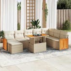 vidaXL 9-delige Loungeset met kussens poly rattan acacia, Verzenden, Nieuw, Loungeset
