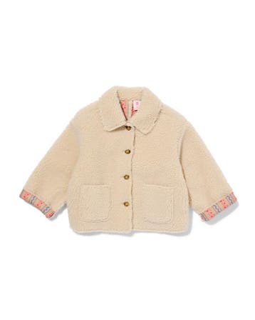 HEMA Kinderjas teddy bloemen ecru 30% korting ; vanaf 24.99, Verzenden, Nieuw