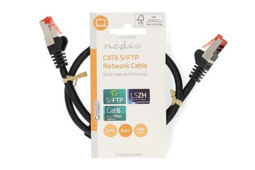 Nedis Netwerkkabel S/FTP CAT6 kabel - 0.50 meter (Zwart), Ophalen of Verzenden, Nieuw