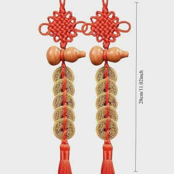 Chinese Feng Shui Munt Hanger met Vijf Keizers Munten en Kal, Verzenden