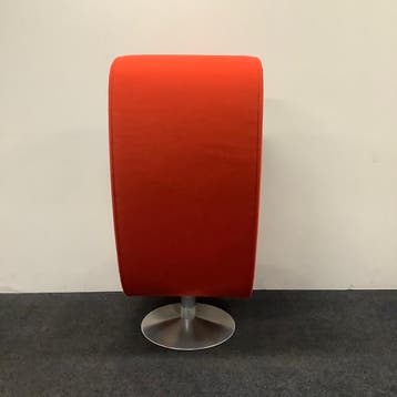 akoestische belstoel met glazen zijwanden, oranje - chroom, Huis en Inrichting, Stoelen, Ophalen of Verzenden, Gebruikt, Stof
