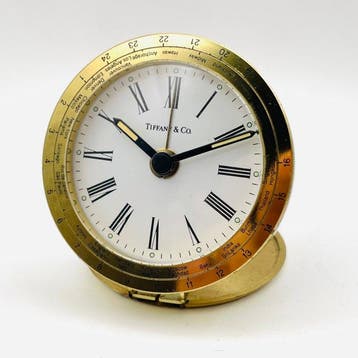 Wekker - Verguld - 1980-1990 - Tiffany & Co Reiswekker, Antiek en Kunst, Antiek | Klokken