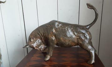 Beeldje - Stier - 40 cm - Brons, Antiek en Kunst