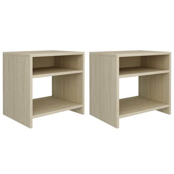 vidaXL Nachtkastjes 2 st 40x30x40 cm bewerkt hout sonoma, Huis en Inrichting, Minder dan 45 cm, Verzenden, Nieuw, Minder dan 55 cm