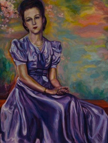 Escuela Impresionista Europea (XX) - Retrato en Lila