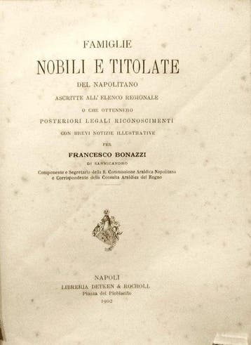 Bonazzi Francesco. - Famiglie Nobili del Napolitano. Prima