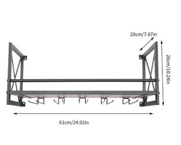 Wandrek Wijn en Glazen – Industrieel Metaal Zwart, 61 cm, Huis en Inrichting, Verzenden, Nieuw