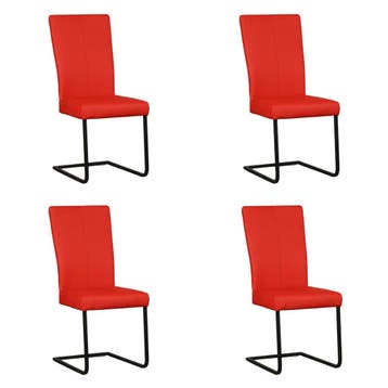 Set van 4 Leren eetkamerstoelen Dare - Toledo Ferrari, Ophalen of Verzenden, Nieuw, Leer, Vijf, Zes of meer stoelen