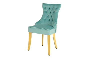 Chesterfield Stoel CASTLE Blauw fluweel gouden, Huis en Inrichting, Ophalen of Verzenden, Nieuw