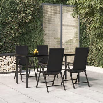 vidaXL 5-delige Tuinset poly rattan zwart, Verzenden, Nieuw, 4 zitplaatsen, Tuinset
