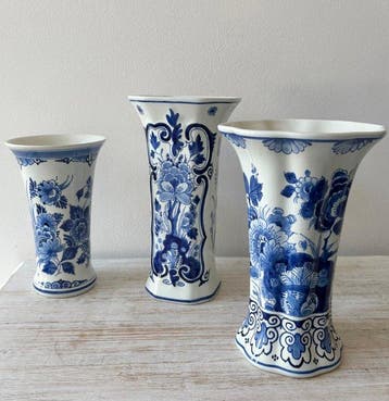 De Porceleyne Fles, Delft - Vaas (3) - Keramiek - 1980-1984, Antiek en Kunst