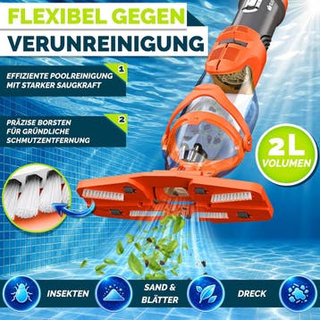 tillvex Zwembadzuiger met accu en telescoopstang tot 15 m³,, Verzenden, Zo goed als nieuw