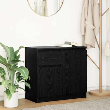 vidaXL Dressoir met lade 71x35x65 cm spaanplaat zwart, Huis en Inrichting, Verzenden, Nieuw, Overige houtsoorten, Minder dan 50 cm