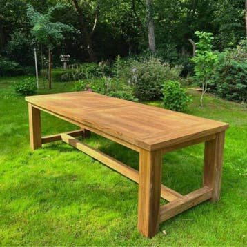 Zware tuintafel geborsteld teakhout -  250 cmTuintafels, Tuin en Terras, Tuintafels, Ophalen of Verzenden, Nieuw