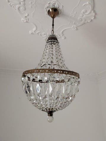 Plafondlamp - Kristal, Brons - Boheemse luchtballon, Antiek en Kunst
