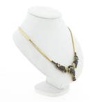 Gouden omega schakelcollier met saffieren en diamanten; 0..., Sieraden, Tassen en Uiterlijk, Kettingen, Gebruikt, Overige kleuren