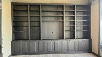 Zwarte eiken boekenkast op maat | Alle afmetingen | Massief, 200 cm of meer, Zwarte eiken boekenkast op maat. Alle maten mogelijk