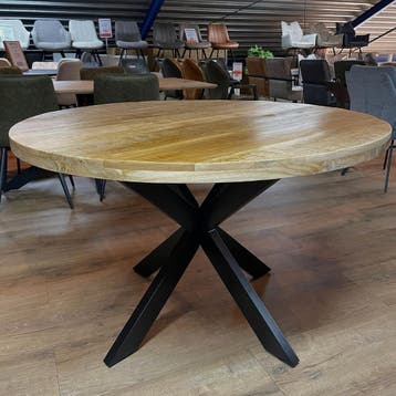 EETTAFEL mangohout – rond, ovaal, boomstam – SUPER PRIJZEN, Huis en Inrichting, Tafels | Eettafels, Metaal, 100 tot 150 cm, Verzenden
