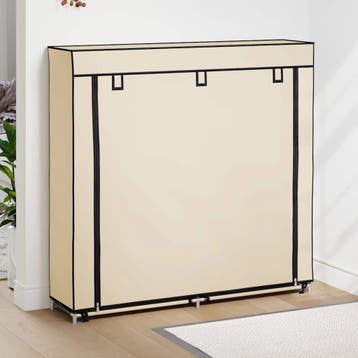 vidaXL Schoenenkast met hoes 115x28x110 cm stof crème, Verzenden, Nieuw