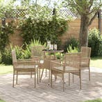 vidaXL Tuin eettafelset 5 pcs Beige poly rattan, Verzenden, Nieuw, Rotan