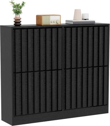 UEV Schoenenkast met 4 kleppen, hout, smalle schoenenkast, s, Verzenden, Zo goed als nieuw