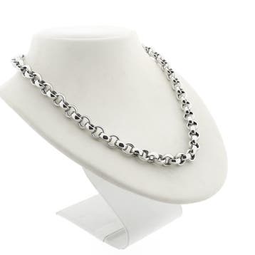 Witgouden jasseron schakelcollier (Ketting), Ophalen of Verzenden, Gebruikt, Overige kleuren, Goud