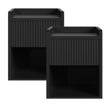 Nachtkast Nand set van 2 met lade open vak 55x45x39 cm zwart, Verzenden, Nieuw