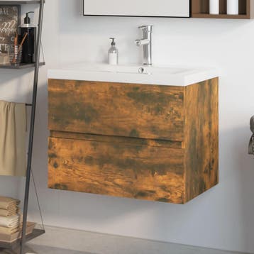 vidaXL Wastafelkast met ingebouwde wasbak bewerkt hout, Verzenden, Nieuw