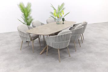 Taste Eva/Prado deens ovale tuinset (7-delig) - Latte, Verzenden, Nieuw, Rvs, Tuinset