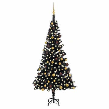 vidaXL Kunstkerstboom met verlichting en kerstballen 210 cm, Verzenden, Nieuw
