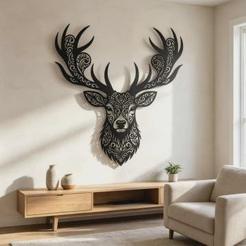 Metalen Wanddecoratie Hertenkop Rustiek - Sfeervolle IJzeren