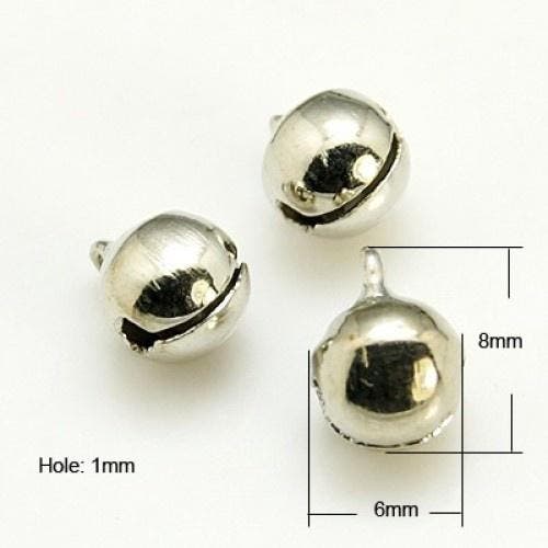 Zakje met 20 zilverkleurige belletjes van 8x6 mm (Bedels), Hobby en Vrije tijd, Kralen en Sieraden maken, Kraal, Nieuw, Ophalen of Verzenden