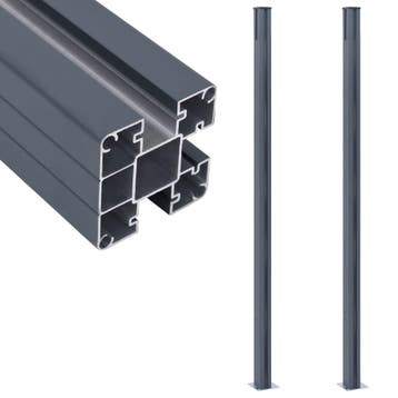 vidaXL Schuttingpalen 2 st 185 cm aluminium donkergrijs, Tuin en Terras, Verzenden, Nieuw